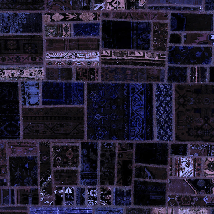 Machine Washable Patchwork Blue Transitional Rug, wshabs2026blu