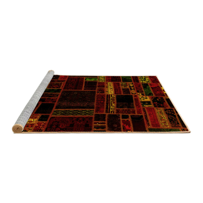 Sideview of Machine Washable Patchwork Yellow Transitional Rug, wshabs2026yw