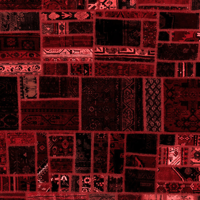 Machine Washable Patchwork Red Transitional Rug, wshabs2026red