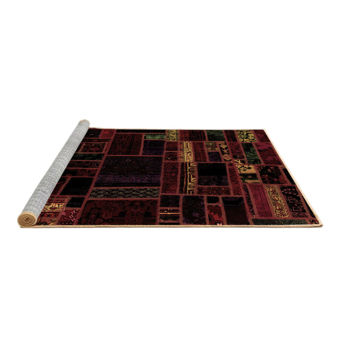 Sideview of Machine Washable Patchwork Brown Transitional Rug, wshabs2026brn