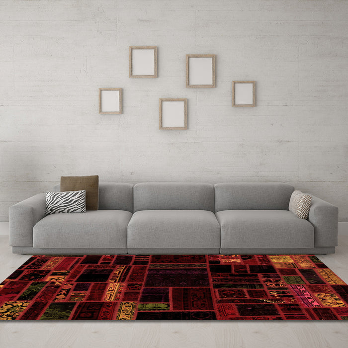 Machine Washable Patchwork Orange Transitional Area Rugs in a Living Room, wshabs2026org