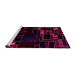Sideview of Machine Washable Patchwork Pink Transitional Rug, wshabs2026pnk