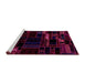 Sideview of Machine Washable Patchwork Pink Transitional Rug, wshabs2026pnk