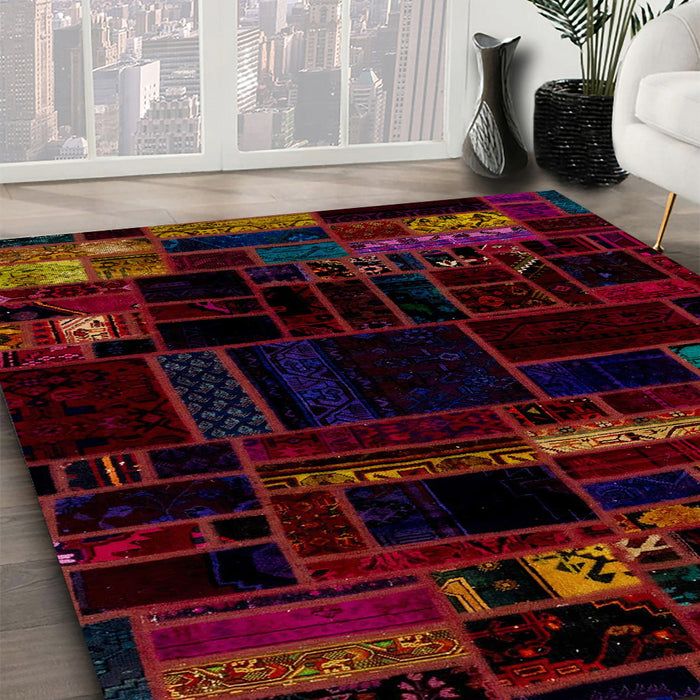 Machine Washable Abstract Red Brown Rug in a Family Room, wshabs2026