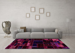 Machine Washable Patchwork Pink Transitional Rug in a Living Room, wshabs2026pnk