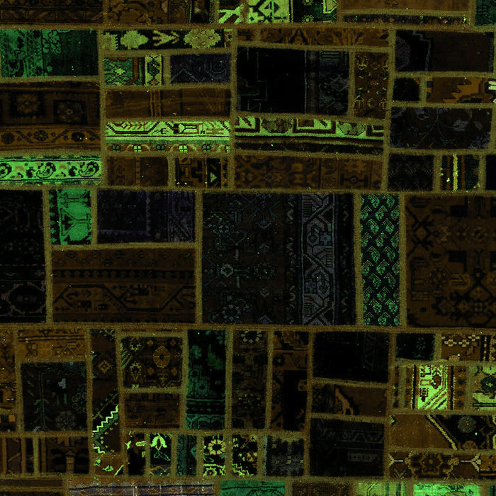 Machine Washable Patchwork Green Transitional Area Rugs, wshabs2026grn