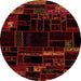 Round Patchwork Orange Transitional Rug, abs2026org