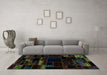 Machine Washable Patchwork Turquoise Transitional Area Rugs in a Living Room,, wshabs2026turq