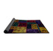 Sideview of Abstract Dark Brown Patchwork Rug, abs2027