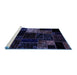 Sideview of Machine Washable Patchwork Blue Transitional Rug, wshabs2027blu