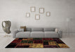 Machine Washable Patchwork Brown Transitional Rug in a Living Room,, wshabs2027brn