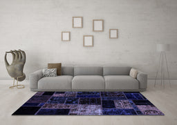 Machine Washable Patchwork Blue Transitional Rug in a Living Room, wshabs2027blu