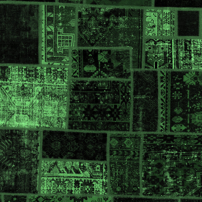 Machine Washable Patchwork Emerald Green Transitional Area Rugs, wshabs2027emgrn