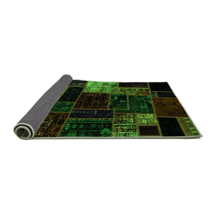 Sideview of Patchwork Green Transitional Rug, abs2027grn