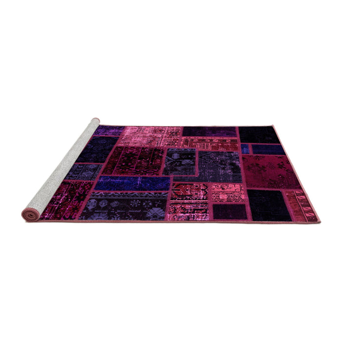 Sideview of Machine Washable Patchwork Pink Transitional Rug, wshabs2027pnk