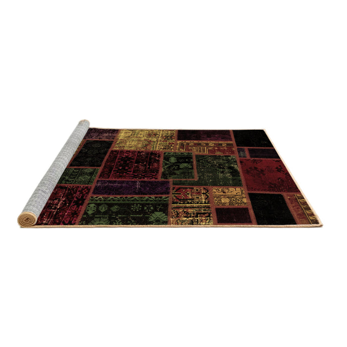Sideview of Machine Washable Patchwork Brown Transitional Rug, wshabs2027brn