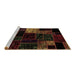 Sideview of Machine Washable Patchwork Brown Transitional Rug, wshabs2027brn