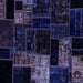 Square Patchwork Blue Transitional Rug, abs2027blu