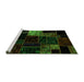 Sideview of Machine Washable Patchwork Green Transitional Area Rugs, wshabs2027grn