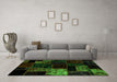 Machine Washable Patchwork Green Transitional Area Rugs in a Living Room,, wshabs2027grn