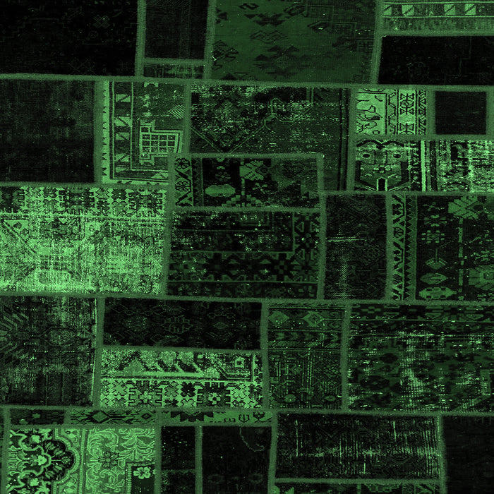 Square Machine Washable Patchwork Emerald Green Transitional Area Rugs, wshabs2027emgrn