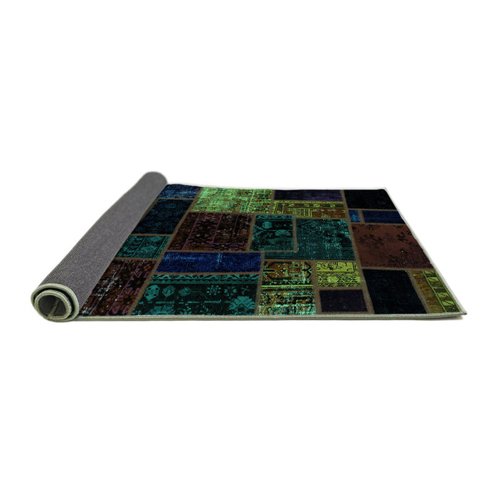 Sideview of Patchwork Turquoise Transitional Rug, abs2027turq