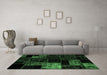 Machine Washable Patchwork Emerald Green Transitional Area Rugs in a Living Room,, wshabs2027emgrn