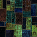 Square Patchwork Turquoise Transitional Rug, abs2027turq