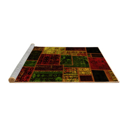 Sideview of Machine Washable Patchwork Yellow Transitional Rug, wshabs2027yw