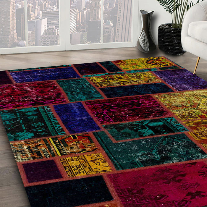 Machine Washable Abstract Dark Brown Rug in a Family Room, wshabs2027