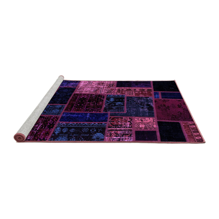 Sideview of Machine Washable Patchwork Purple Transitional Area Rugs, wshabs2027pur