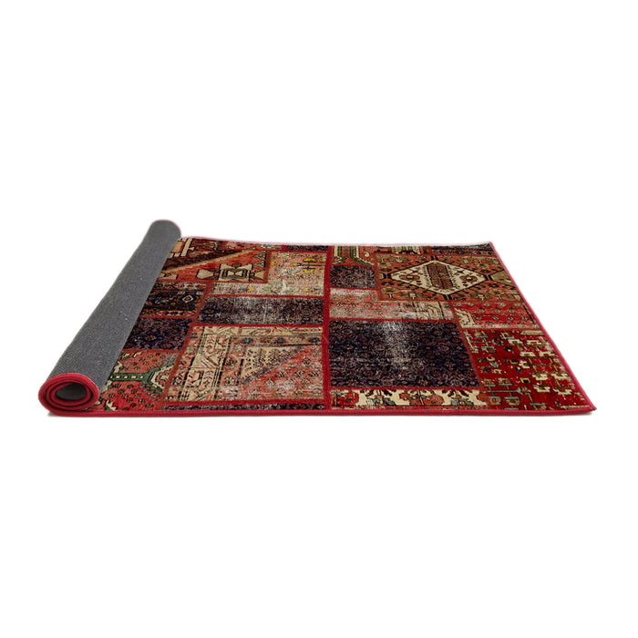 Sideview of Abstract Gold Brown Patchwork Rug, abs2028