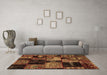 Machine Washable Patchwork Brown Transitional Rug in a Living Room,, wshabs2028brn