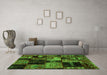 Machine Washable Patchwork Green Transitional Area Rugs in a Living Room,, wshabs2028grn