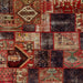 Square Abstract Gold Brown Patchwork Rug, abs2028