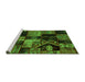 Sideview of Machine Washable Patchwork Green Transitional Area Rugs, wshabs2028grn