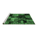 Sideview of Machine Washable Patchwork Emerald Green Transitional Area Rugs, wshabs2028emgrn