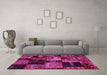 Machine Washable Patchwork Pink Transitional Rug in a Living Room, wshabs2028pnk