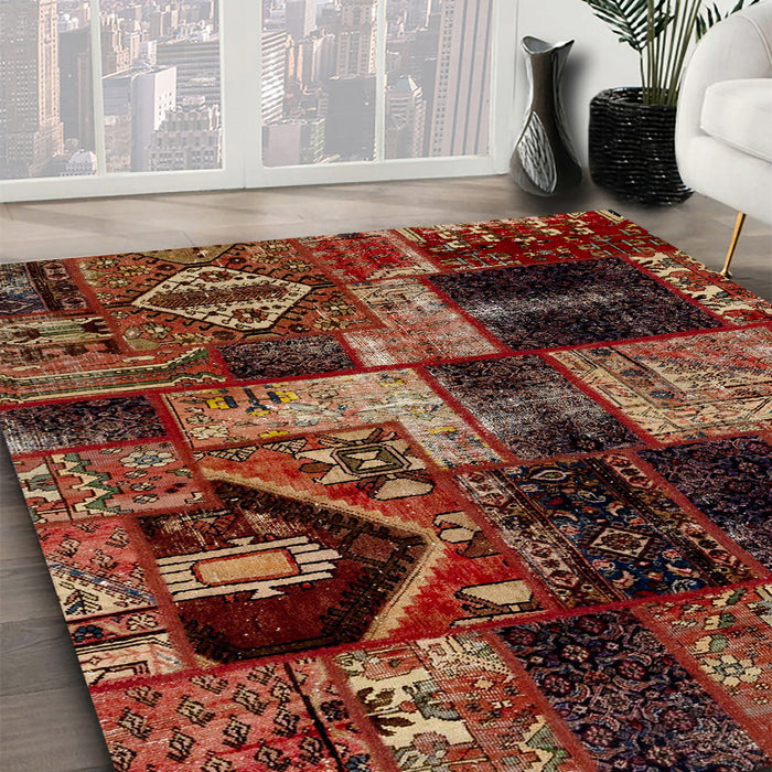 Machine Washable Abstract Gold Brown Rug in a Family Room, wshabs2028
