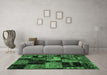 Machine Washable Patchwork Emerald Green Transitional Area Rugs in a Living Room,, wshabs2028emgrn