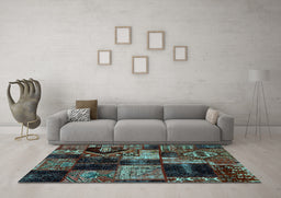 Machine Washable Patchwork Light Blue Transitional Rug in a Living Room, wshabs2028lblu