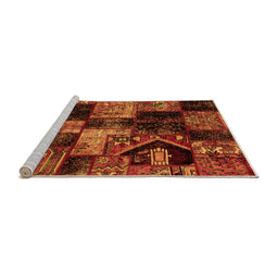 Sideview of Machine Washable Patchwork Orange Transitional Area Rugs, wshabs2028org