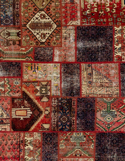Abstract Gold Brown Patchwork Rug, abs2028