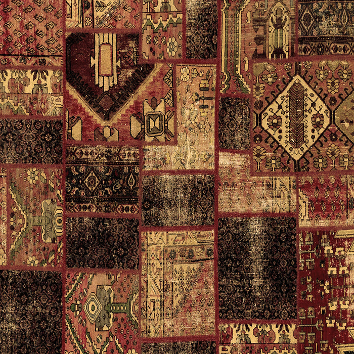 Square Patchwork Brown Transitional Rug, abs2028brn