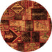 Round Machine Washable Patchwork Orange Transitional Area Rugs, wshabs2028org