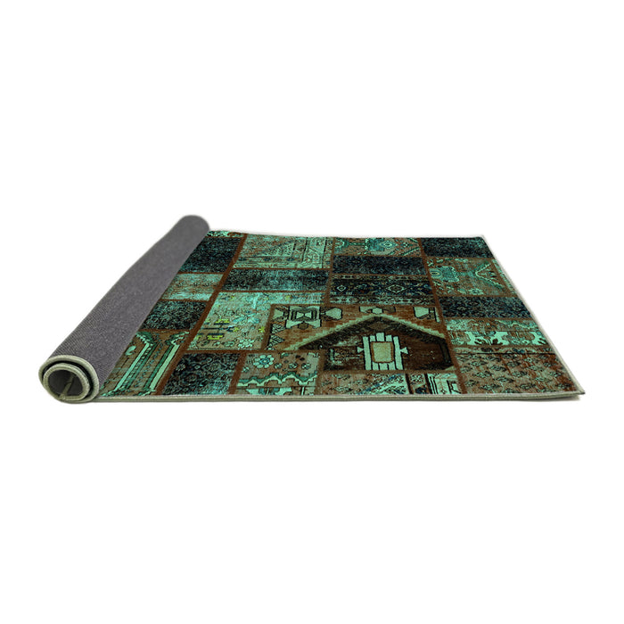 Sideview of Patchwork Turquoise Transitional Rug, abs2028turq