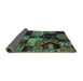 Sideview of Patchwork Turquoise Transitional Rug, abs2028turq