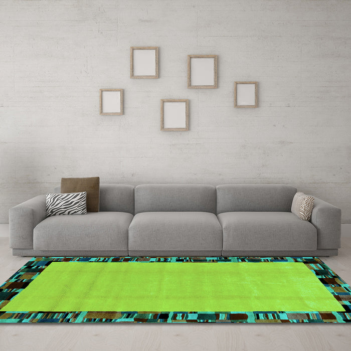 Machine Washable Abstract Turquoise Modern Area Rugs in a Living Room,, wshabs2029turq