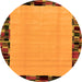 Round Machine Washable Abstract Orange Modern Area Rugs, wshabs2029org