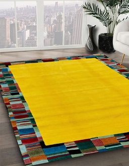 Abstract Brown Modern Rug in Family Room, abs2029